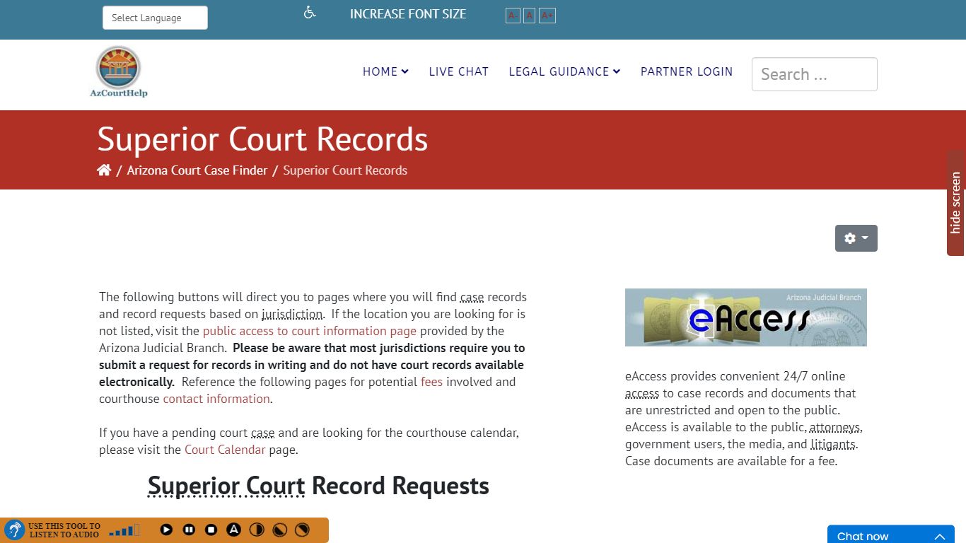 Superior Court Records - AzCourtHelp